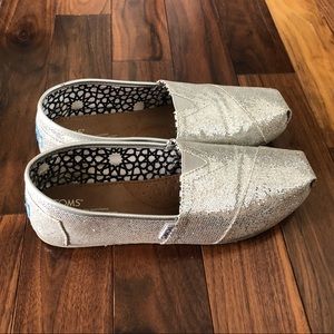 TOMS Classic Silver Glitter Slip On